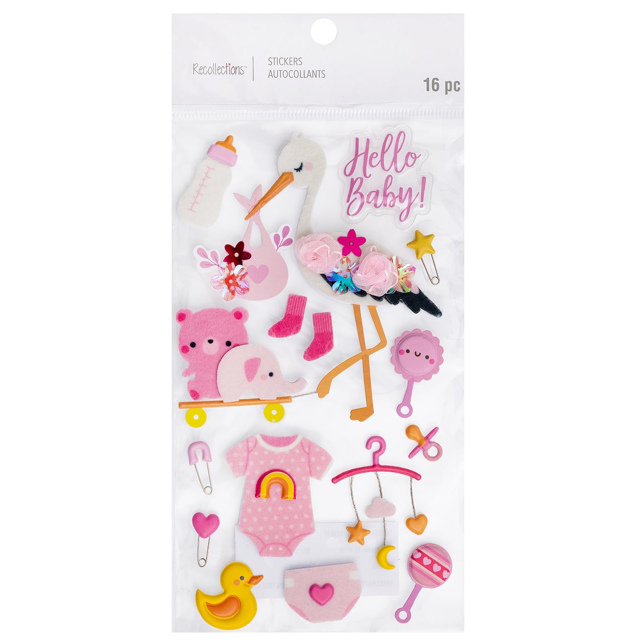 Baby Girl Stork Dimensional Stickers by Recollections™